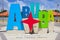Aruba Sign at Plaza Turismo in Oranjestad, Aruba