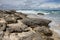 Aruba, waves shattering onto rocky Caribbean coast