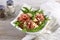 Arugula salad, prosciutto with sun-dried tomatoes