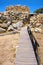 Arzachena, Sardinia, Italy - Archeological ruins of Nuragic complex La Prisgiona - Nuraghe La Prisgiona - with main entrance to