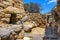 Arzachena, Sardinia, Italy - Archeological ruins of Nuragic complex La Prisgiona - Nuraghe La Prisgiona - with main entrance to