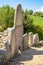 Arzachena, Sardinia, Italy - Archeological ruins of Nuragic necropolis Giants Tomb of Coddu Vecchiu  - Tomba di Giganti Coddu