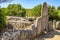 Arzachena, Sardinia, Italy - Archeological ruins of Nuragic necropolis Giants Tomb of Coddu Vecchiu  - Tomba di Giganti Coddu