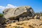 Arzachena, Sardinia, Italy - Prehistoric granite Mushroom Rock - Roccia il Fungo - of neolith Nuragic period, symbol of Arzachena