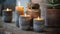 As the candles burn the wax drips and creates intricate patterns on the surface of the concrete holders adding to their