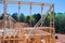 As part of construction of new home, a frame framing beam stick is used as part of framework