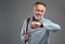 As you leader, you have to be punctual and prepared. Studio shot of a mature man carrying a bag and checking the time on