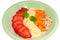 Asai Bowl in a plate with fruit and yogurt on a white background