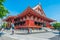 Asakusa, Tokyo Japan - June 9, 2018: Beautiful scenic Asakusa shrine in Sensoji temple landmark with big red lantern. Sensoji