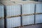 Asbestos cement roofing sheets, corrugated panels, stacked