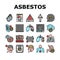 Asbestos Material And Problem Icons Set Vector