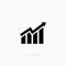 Ascendant bars graphic icon with rising arrow. Histogram icon in black. Infographic. Chart icon. Upward graph arrow chart vector