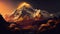 Ascending the Golden Path: An Artist\\\'s Fiery Rendition of a Mountain River with Lens Flares and Black Time
