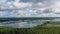 Ascending shot revealing flooded Seda swamp (Sedas purvs) lakes and green forests