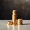 Ascending Wealth: Abstract Stack of Gold Coins on Polished Marble Floor