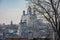 Ascension Cathedral - the main Orthodox church of the city of Yelets, Russian. Golden domes on the background of a beautiful sky