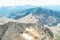 Ascent to Marmolada, Dolomites, Italy. The Marmolada Glacier. Tourist climbing on Marmolada mountain in dolomites. Ice axe in the