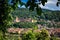 Ascent to the Philosopher`s Path with a view of the Heidelberg Castle, Heidelberg, Baden-Wurttemberg, Germany