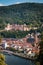 Ascent to the Philosopher`s Walk with a view of the Heidelberg Castle, Heidelberg, Baden Wuerttemberg, Germany