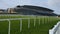 Ascot Racecourse, Ascot, Berkshire, England - February 2019 View of the stand including the Royal Box at Ascot Racecourse