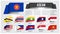 ASEAN . Association of Southeast Asian Nations . And membership . floating paper flags design . World map background . Vector