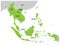 ASEAN Economic Community, AEC, map. Grey map with green highlighted member countries, Southeast Asia. Vector