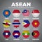 ASEAN Pin Point Nation Flags