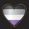Asexual flag in heart isolated on black background as a pride concept, lgbtq +, flat vector stock illustration with as a tolerant