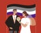 Asexual people wedding, asexuality flag, flat vector stock illustration with adults, tolerance and rights of LGBTQ people