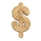 Ash wood dollar currency sign - Business 3d wooden symbol - Suitable for Decoration, ecology or design related subjects