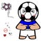 Ashamed chibi kid soccer ball head character cartoon