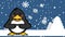 ashamed xmas penguin character cartoon christmas background postal illustration