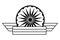 Ashoka chakra symbol icon cartoon in black and white