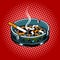Ashtray with cigarette butts pop art style vector