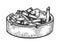 Ashtray with cigarette butts sketch vector