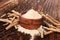 Ashwagandha powder in wooden bowl