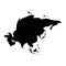 Asia black silhouette. Contour map of continent. Simple flat vector illustration