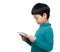 Asia child reading on tablet