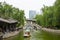 Asia China, Beijing, Tuanjiehu Park, landscape architecture, stone bridge , pavilion Gallery