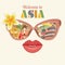 Asia detailed poster with sunglasses.