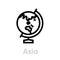 Asia globe on stand icon. Editable line vector. Simple isolated single sign.