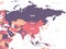 Asia. High detailed political map of asian continent with country, ocean and sea names labeling