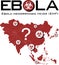 Asia map with ebola text and biohazard symbol