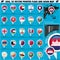 Asia Map and flags Pointer Icons set2