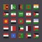 Asia Middle East flag icon set Metro style