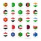 Asia Middle East and South Asia Flag Icons Hexagon