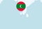 Asia with selected Maldives map and Maldives flag icon