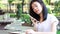 Asia thai china student university beautiful girl calling smart phone