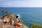 Asia Tourists looking to Seascape of Phuket Best View Point Sunset