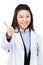 Asia woman doctor thumb up